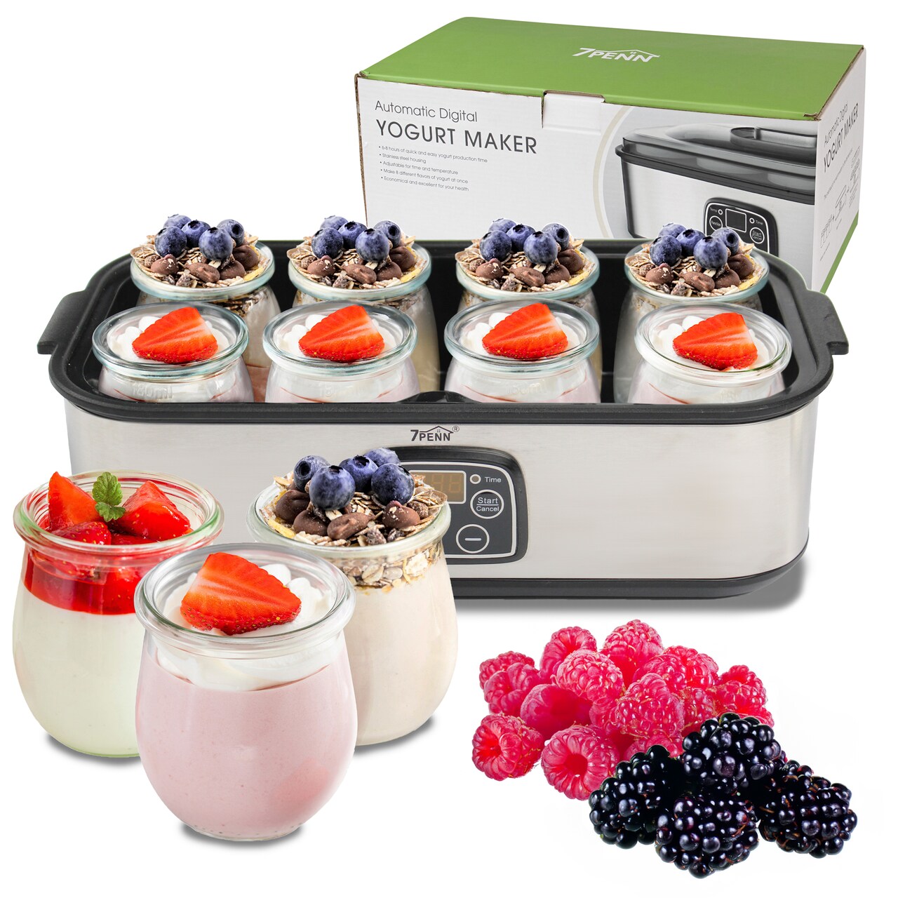 7Penn Yogurt Maker Machine - Greek Yogurt Maker Temperature Control and 8 Jars
